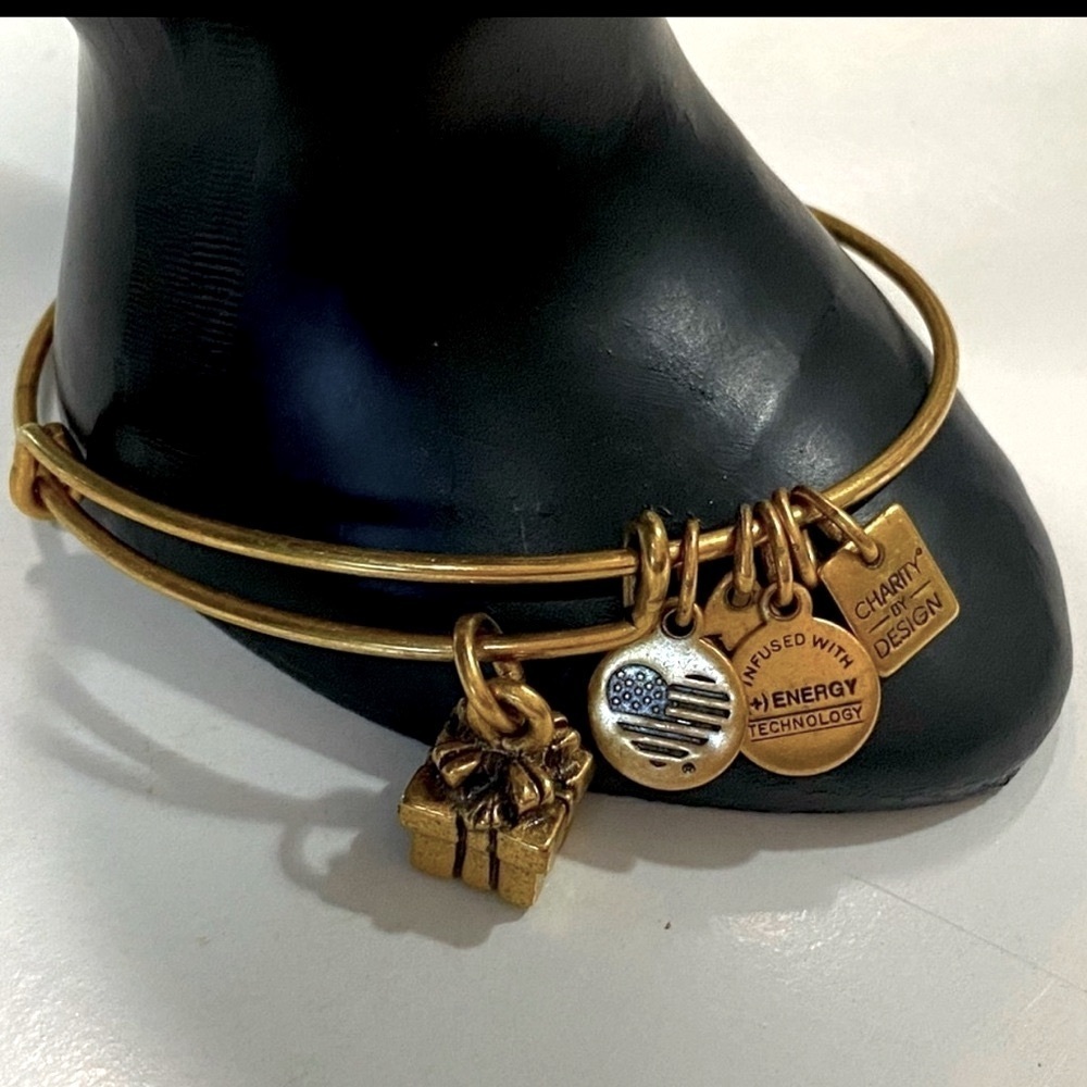 Alex and Ani Gift Box Charm Rafaelian Gold Expandable from 2" to 3.5”
